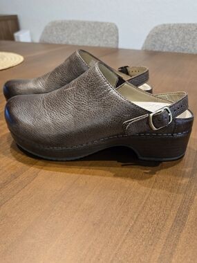 Dansko Brown Leather Slingback Clogs 37 US 6.5 - 7 Comfort Shoes Nursing boho